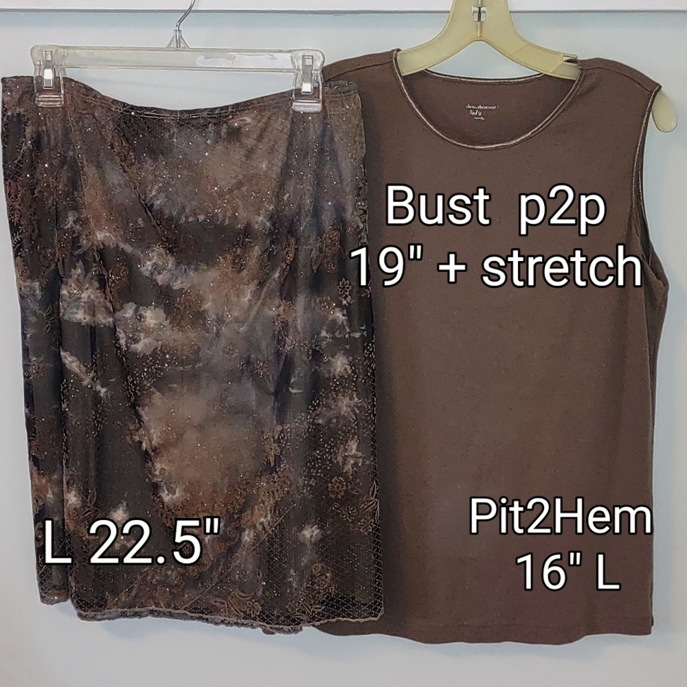 2-pcs Mocha Brown Sparkly Skirt & Free Coordinating Top Combo - Picture 6 of 15